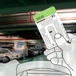 Um ticket de estacionamento que mostra onde tem vaga