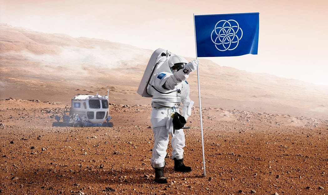 Designer cria projeto de bandeira para representar o planeta Terra em conquistas espaciais