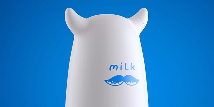 Embalagem de leite inspirada em capacete viking